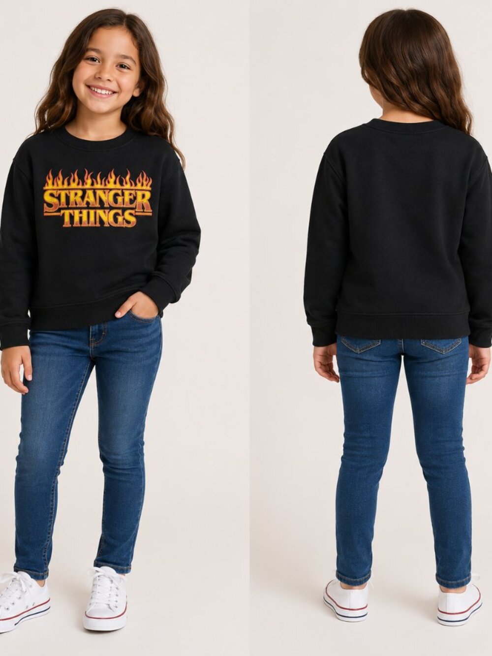 Old Navy Stranger Things Black Graphic Sweatshirt Girls Size S (6-7)
